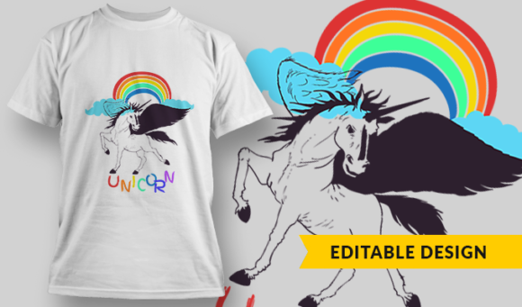 Rainbow Unicorn - T-shirt Design Template 2779 1