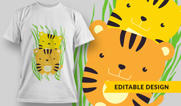 Baby Tigers | T-shirt Design Template 2875