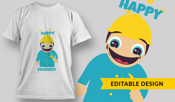 Happy Engineer - T-Shirt Design Template 2923 1