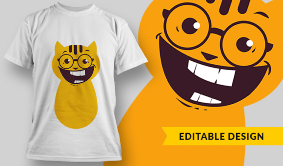 Happy Kitty 2 - T-Shirt Design Template 2925 1