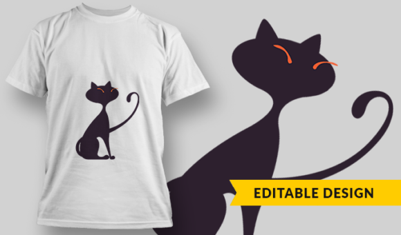 Happy Kitty - T-Shirt Design Template 2924 1