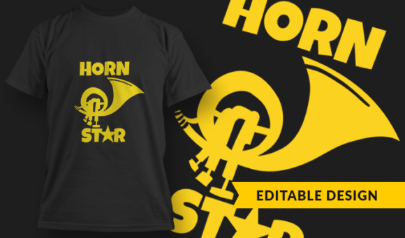 Horn Star - T-Shirt Design Template 2928 1