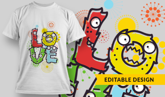 Love Letter Smonster - T-Shirt Design Template 2935 1