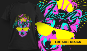 Miami Wolf | T-shirt Design Template 2887