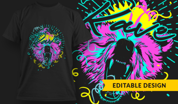 Rave Bear | T-shirt Design Template 2888
