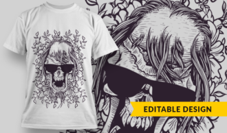Bad-Ass Skull With Sunglasses | T-shirt Design Template 2890