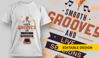 Smooth Grooves And Live Sessions | T-shirt Design Template 2891