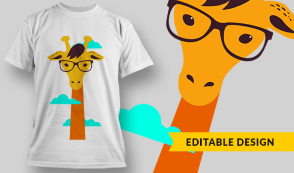 Tall Giraffe - T-Shirt Design Template 2965 1