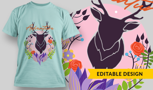 Adventure-Deer - T-Shirt Design Template 2976 1