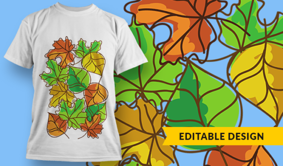 Autumn Leaves - T Shirt Design Template 3276 1