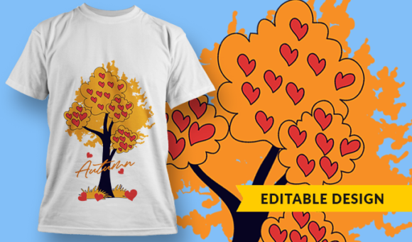 Autumn Love - T Shirt Design Template 3277 1