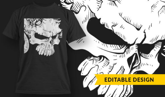 Badass Skull - T Shirt Design Template 3282 1