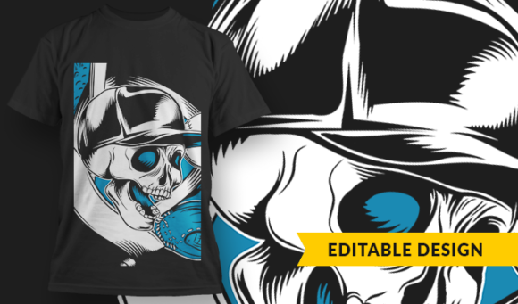 Baseball Skull - T-Shirt Design Template 3200 1