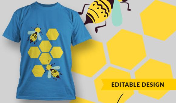 Bees - T-Shirt Design Template 3097 1