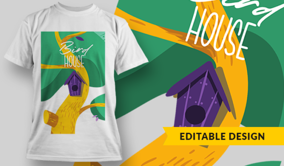 Bird House - T-Shirt Design Template 3202 1