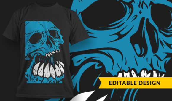Blue Skull - T-Shirt Design Template 3206 1