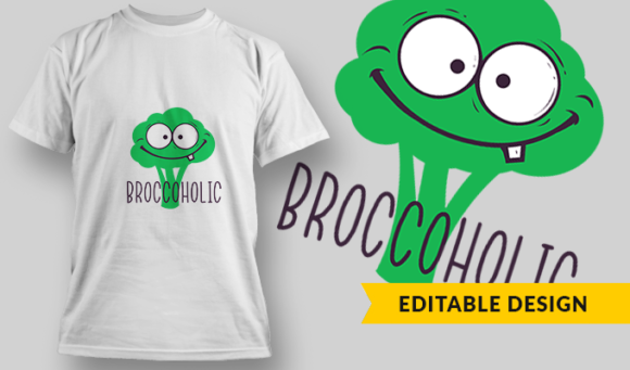 Broccoholic - T-Shirt Design Template 2990 1
