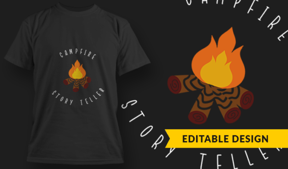 Campfire Storyteller - T-Shirt Design Template 3211 1