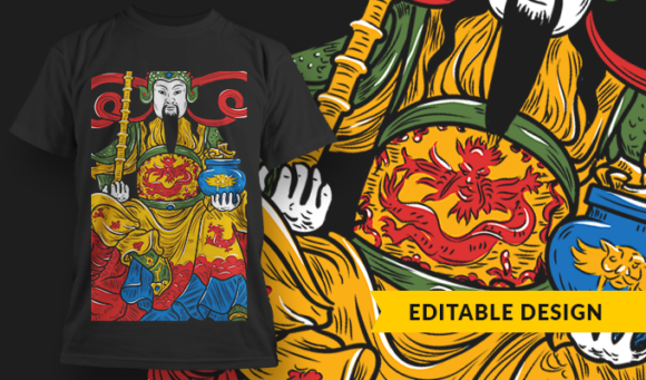 Chinese God - T-Shirt Design Template 3102 1