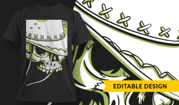 Cowboy Skull - T-Shirt Design Template 3213 1