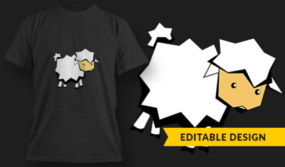 Cute Lamb - T-Shirt Design Template 3109 1