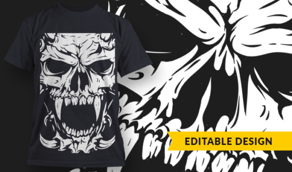 Demon Skull - T-Shirt Design Template 2998 1