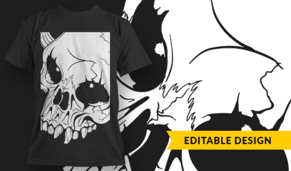 Demon Skull - T-Shirt Design Template 3215 1