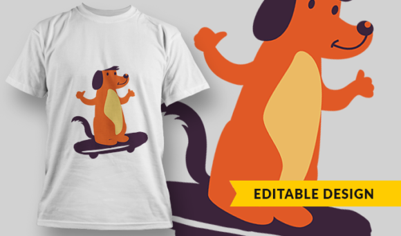 Dog Skating - T-Shirt Design Template 3000 1