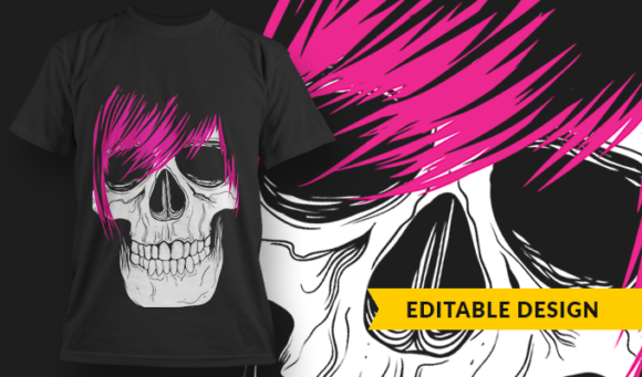 Emo Skull - T-Shirt Design Template 3221 1