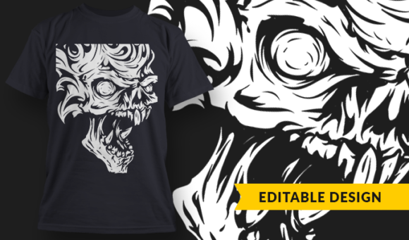 Evil Skull - T-Shirt Design Template 3002 1