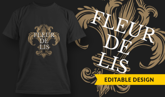 Fleur De Lis - T-Shirt Design Template 3126 1