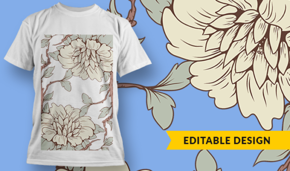Floral Frame - T-Shirt Design Template 3127 1