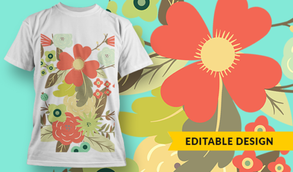 Flower Bouquet - T-Shirt Design Template 3128 1