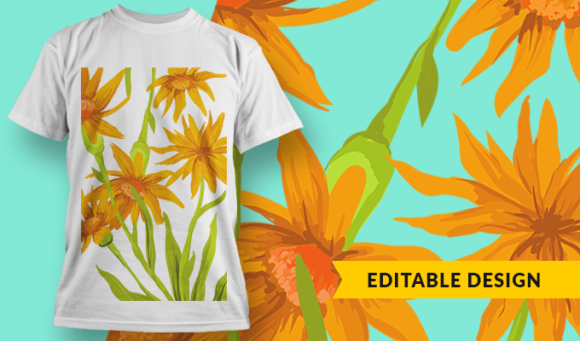 Flowers - T-Shirt Design Template 3129 1