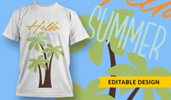 Hello Summer - T-Shirt Design Template 3224 1