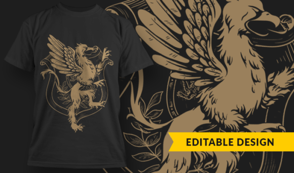 Heraldic Griffin - T-Shirt Design Template 3142 1