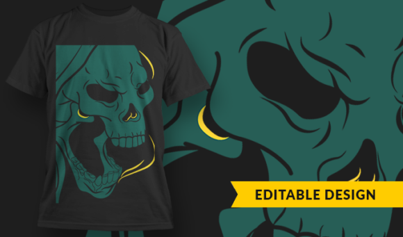 Hooded Skull - T-Shirt Design Template 3225 1