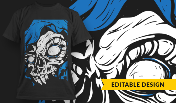 Hooded Skull - T-Shirt Design Template 3226 1