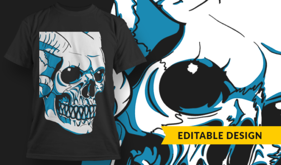 Horned Skull - T-Shirt Design Template 3229 1