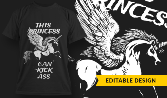 Kickass Princess - T-Shirt Design Template 3024 1