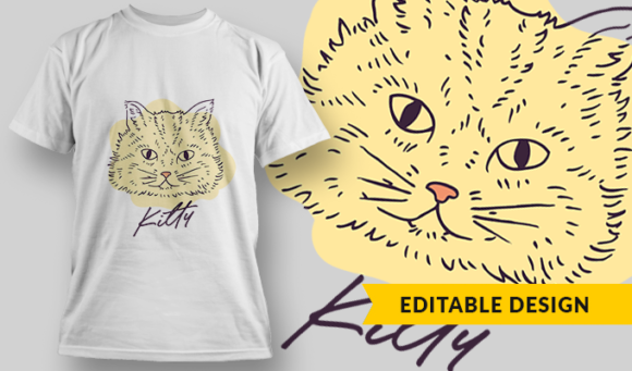 Kitty - T-Shirt Design Template 3025 1