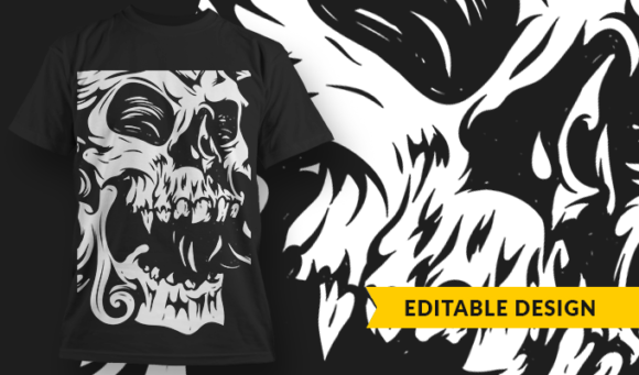 Laughing Skull - T-Shirt Design Template 3026 1