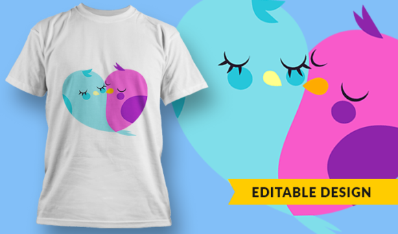 Lovebirds - T-Shirt Design Template 3235 1