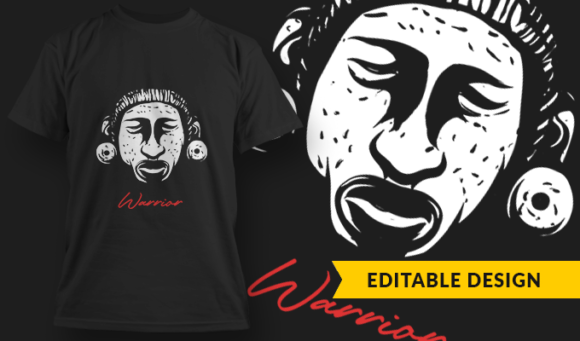 Maori Warrior - T-Shirt Design Template 3034 1