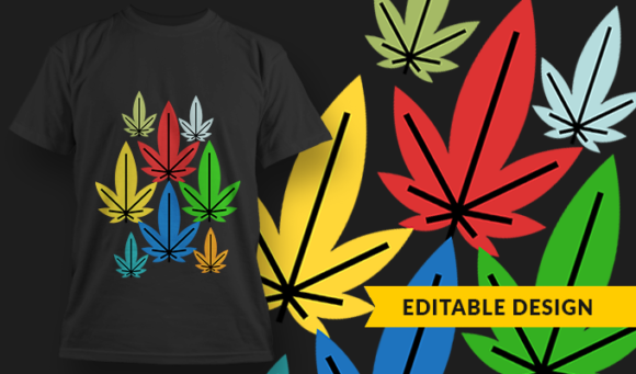 Marijuana Leaves - T-Shirt Design Template 3236 1