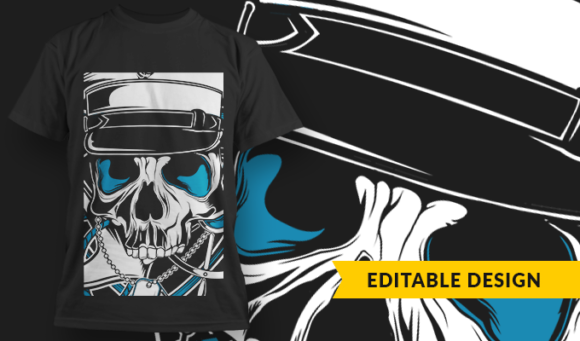 Navy Skull - T-Shirt Design Template 3238 1