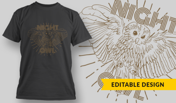 Night Owl - T-Shirt Design Template 3038 1