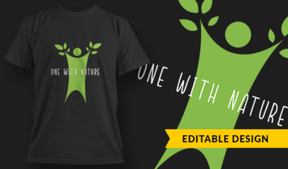 One With Nature - T-Shirt Design Template 3165 1