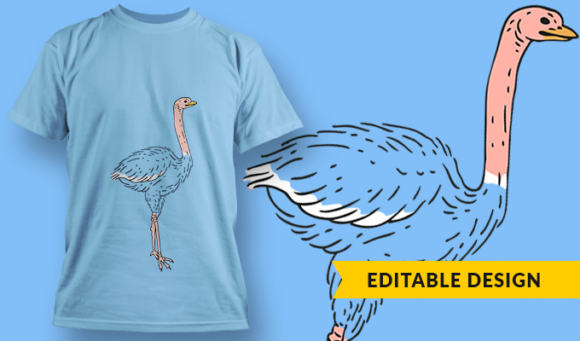 Ostrich - T-Shirt Design Template 3166 1