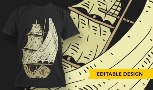 Pirate Ship - T-Shirt Design Template 3169 1